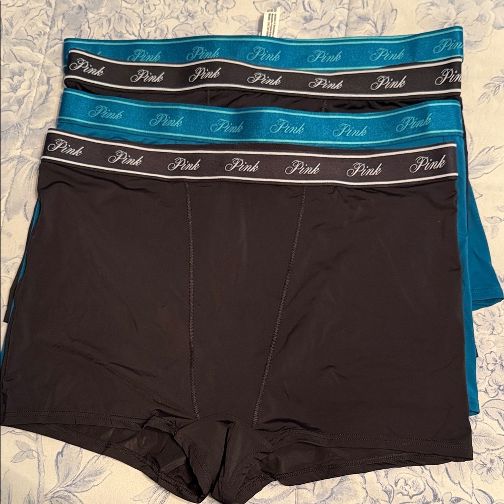 PINK Victoria's Secret Women’s Boxer Briefs - Black and Blue 4 pair NWT